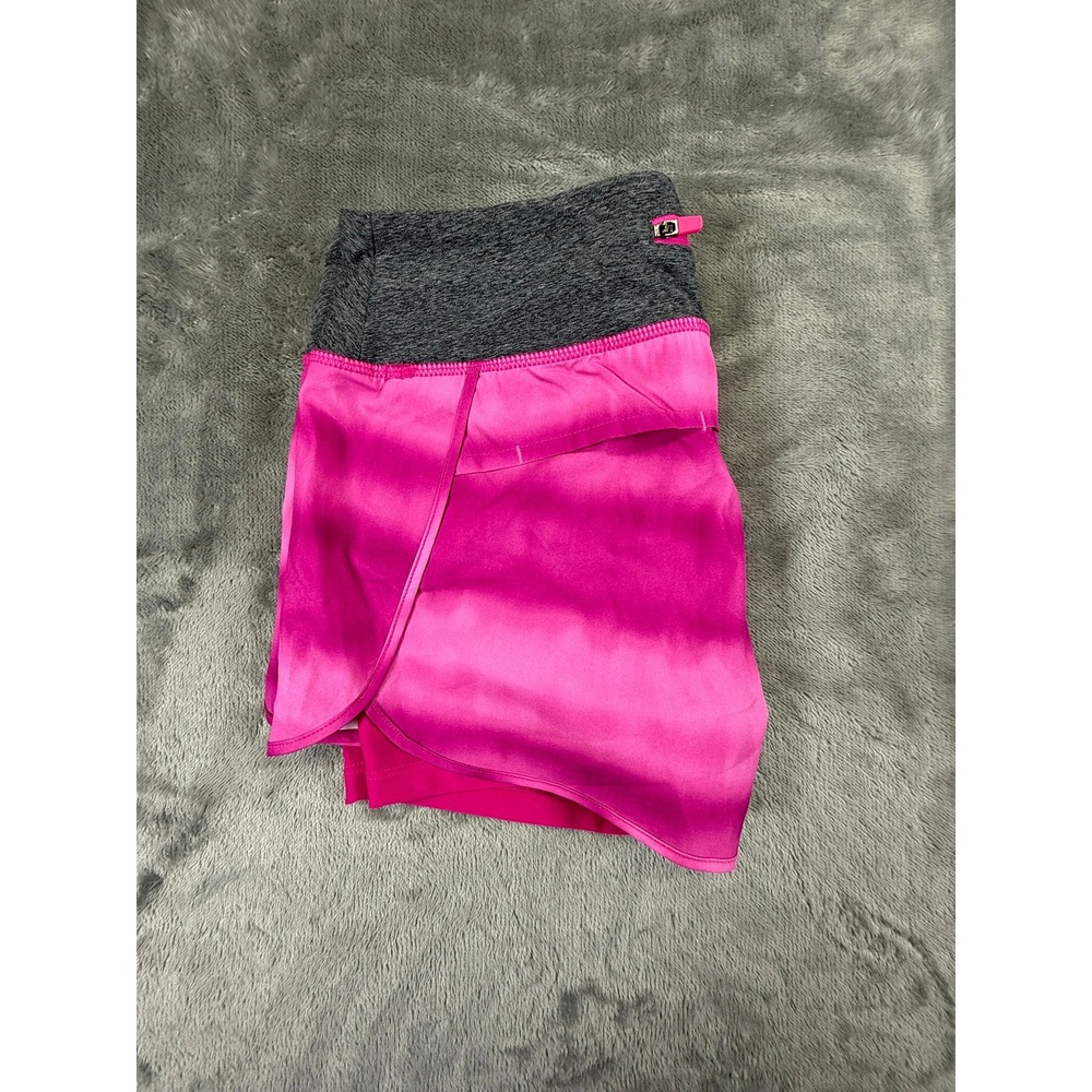 MPG Sport Womens Pink Ombre Running Shorts Built-in Liner Gray Waistband Small